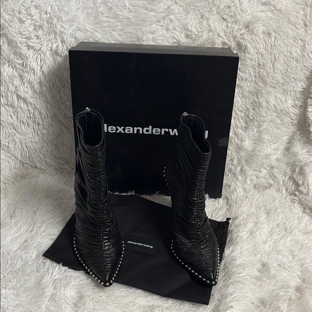 Alexander Wang Black Ruched Heeled Boots size 40.5